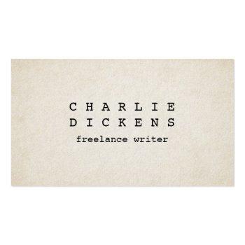 Small Typewriter Font Rough Old Paper Look Business Card Front View