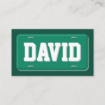 uber lyft driver green and white license plate business card