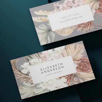 ultimate pampas grass floral premium gray prof business card
