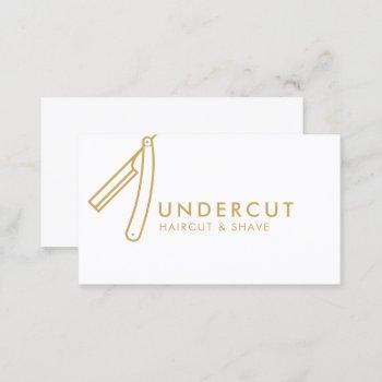 undercut barber razor logo bold business card