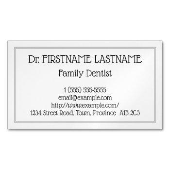 understated family dentist magnetic business card