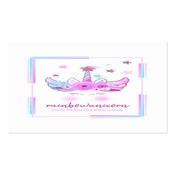 Small Unicorn Face With Glitter Stars Business Card Front View