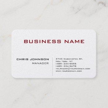 Small Unique Chic Manager Business Card Front View
