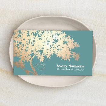 unique gold tree of life counselor therapist business card