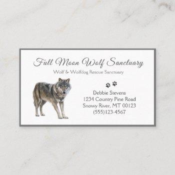 unique gray and white wolf dog rescue sanctuary business card
