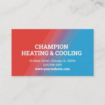 unique hvac red and blue business card