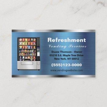 unique metal blue food snack vending service business card