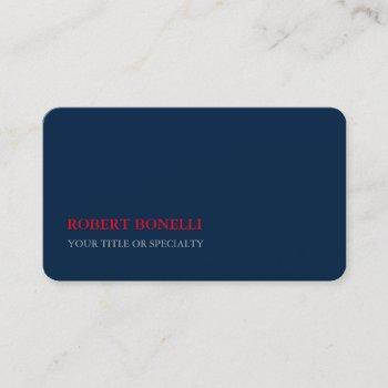 unique modern college navy blue stylish minimalist business card