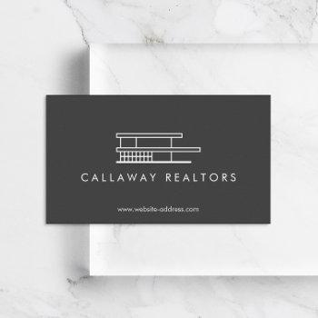unique modern home logo on dark gray real estate business card