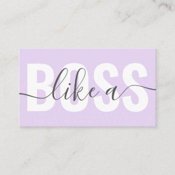 unique pastel purple like a boss script chic hair business card