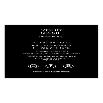Small Unique Professional Marble Black & White Vertical Business Card Back View