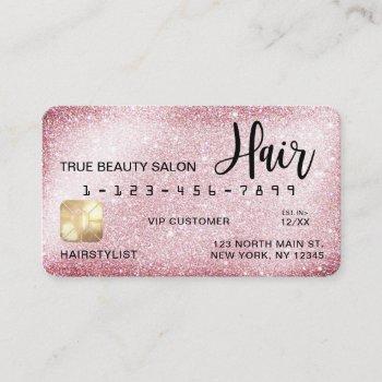 unique sparkly pink glitter credit card hair