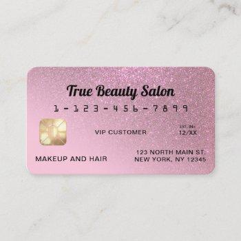 unique sparkly rose pink glitter credit card