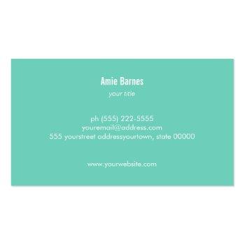 Small Unique Turquoise, Gold, Pink Coral Monogram Business Card Back View