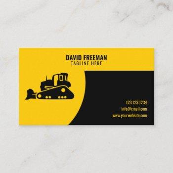 unique yellow & black construction bulldozer business card