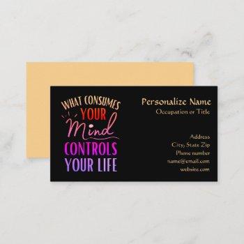 unusual inspirational quote neon black business card