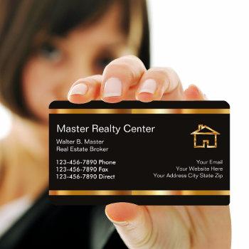 Small Upscale Real Estate Broker Business Cards Front View