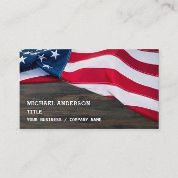 usa american flag rustic wood patriotic  business card