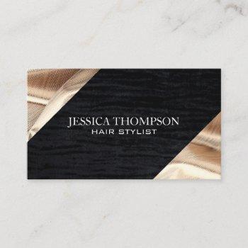 velvet | gold foil ribbon fabric business card