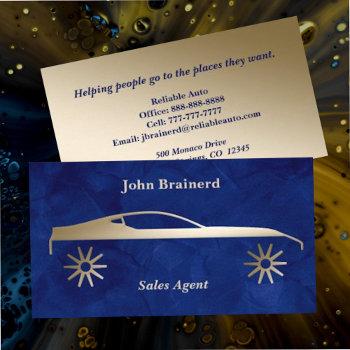 velvet royal blue and gold auto business card
