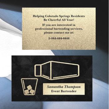velvety gold glitter bartender event business card