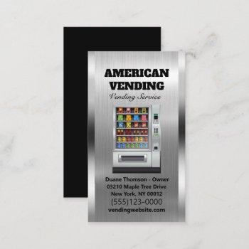  vending service food snack vendor metal design   business card