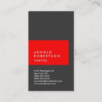 vertical red grey professional business card