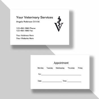veterinarian appointment business card combination
