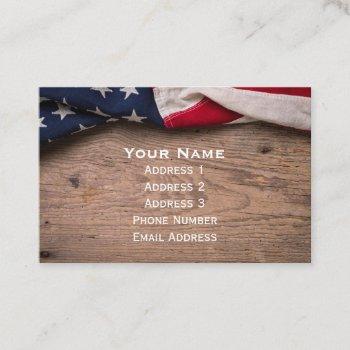vintage american flag border business card