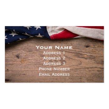 Small Vintage American Flag Border Business Card Front View