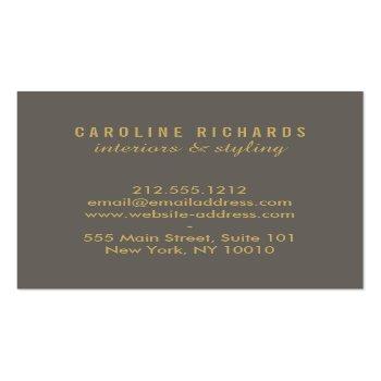 Small Vintage Art Deco Monogram Gold/gray Square Business Card Back View