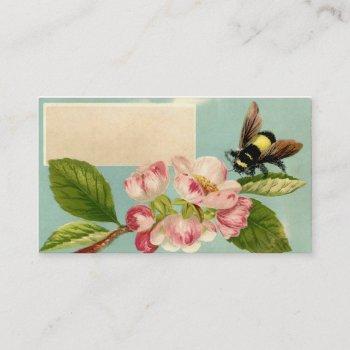 vintage bee and flower calling card
