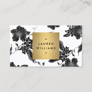 vintage black floral pattern business card