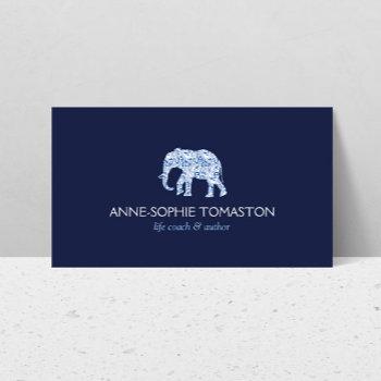 vintage blue patterned elephant logo business card