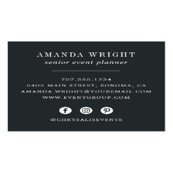 Small Vintage Butterfly | Black And White Square Business Card Back View