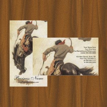 vintage cowboy, bronco buster study by nc wyeth business card