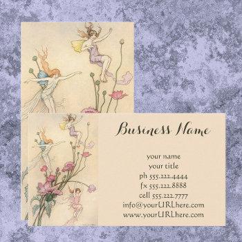 vintage fairy tales, three spirits filled with joy business card
