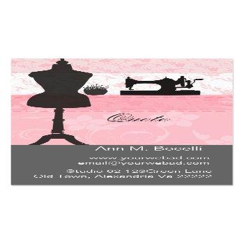 Small Vintage  Fashion Crafts Girly Pink Floral Sewing Business Card Back View