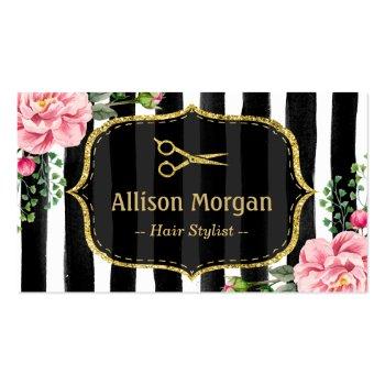 Small Vintage Floral Striped Hair Stylist Appointment Front View