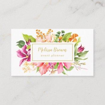 vintage flowers pastel event planner business card