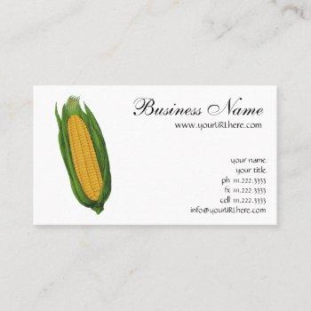 vintage food vegetables; yellow corn on the cob business card