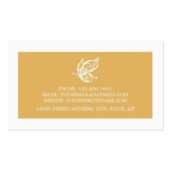 Small Vintage Gold Glitter Butterfly Business Card Back View