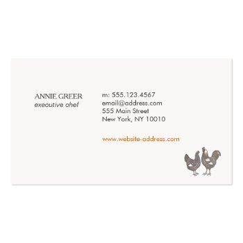 Small Vintage Hen And  Rooster Farm To Table Chef 2 Business Card Back View