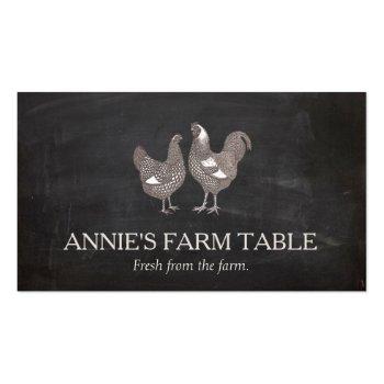 Small Vintage Hen And  Rooster Farm To Table Chef 2 Business Card Front View