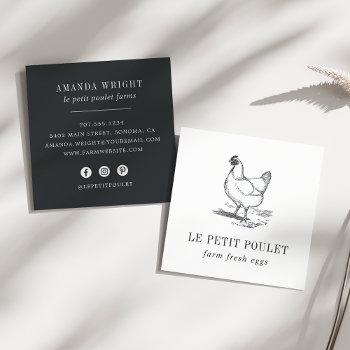 vintage hen | country farm square business card