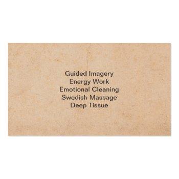 Small Vintage Massage Therapy Gold Lotus Business Card Back View
