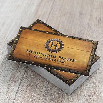 vintage monogram industrial steampunk business card