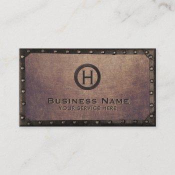 vintage monogram rusty metal framed business card