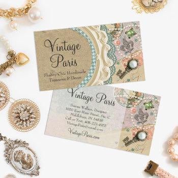 vintage paris shabby chic french jewelry boutique business card