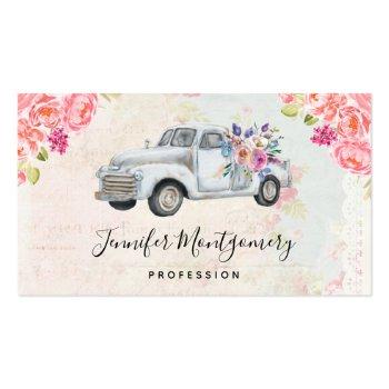 Small Vintage Pickup Truck Rustic Watercolor Business Card Front View